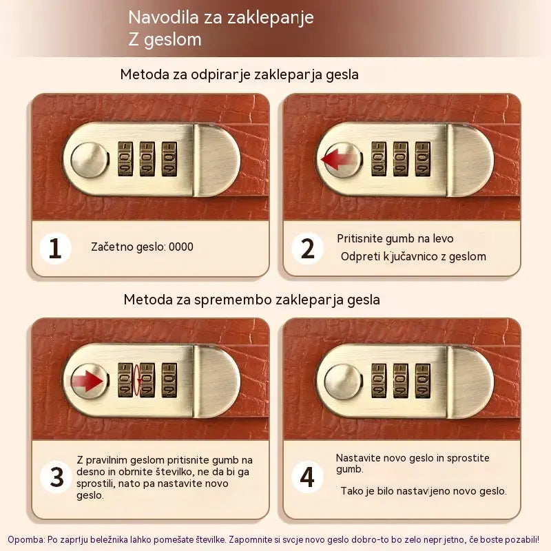 📓💰🔐Z geslom zaščiten zvezek za shranjevanje čekov, gotovine, bančnih kartic in različnih potrdil.