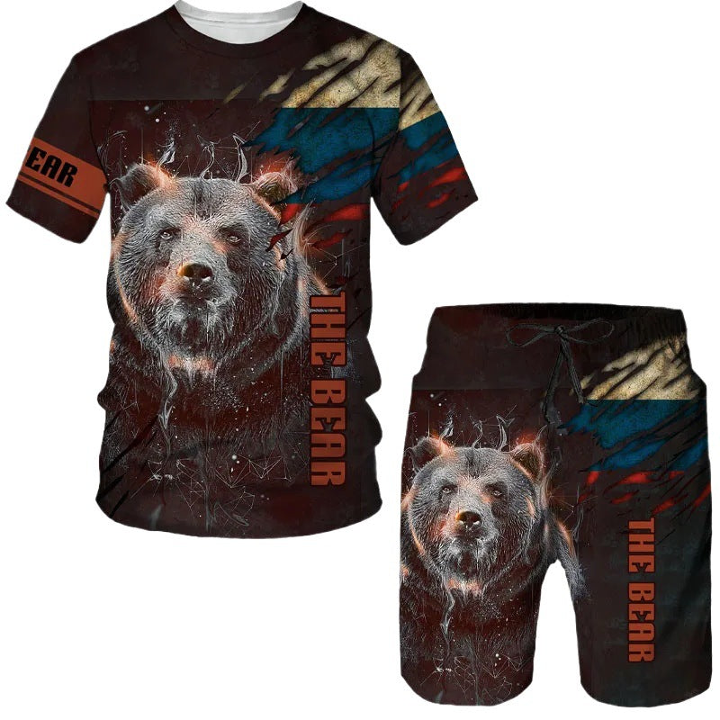 【XXS-6XL】Camiseta deportiva de manga corta para hombre, estilo casual y moderno, con estampado de oso en 3D.