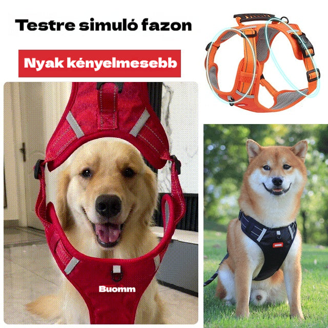🐶【5-30 kg】Mellényszerű fényvisszaverő hám, kutyapóráz