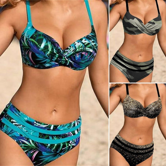 🌊👙【S~5XL】💋2026 Nove kopalke z razcepljenim potiskom za večje velikosti.
