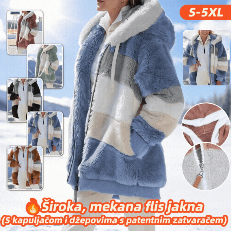 ❄️[S-5XL] Nova ženska jakna od debelog pliša s kontrastnim prugama za 2025.