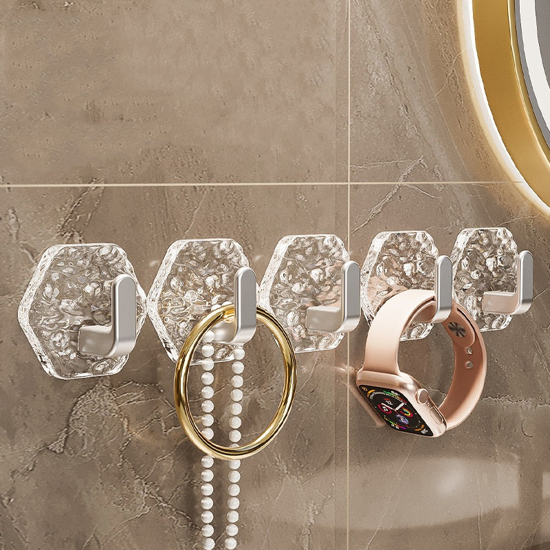 💥🏆【10 szt】Haczyki Hexagonalne Bez Wiercenia. 💎 Elegancki Design z Teksturą Iceberg – Łatwe Przyklejanie, Silne Wsparcie, Bez Śladów 🛁