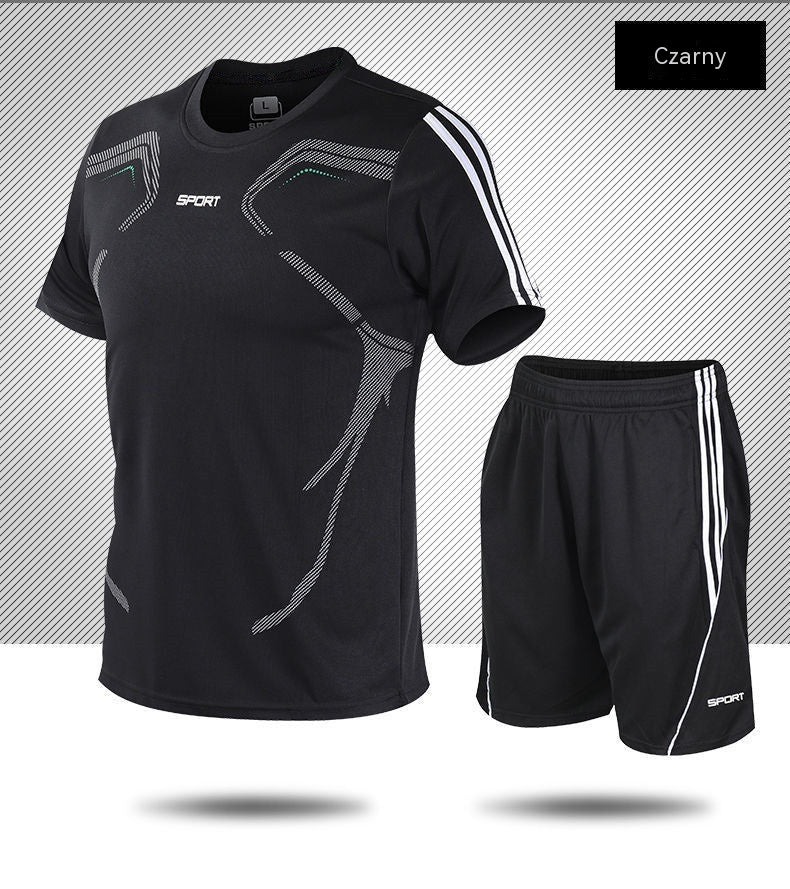 Moška poletna trenirka (L-5XL) - Majica s kratkimi rokavi in kratke hlače; sproščen in ležeren slog, večje velikosti, sodoben dizajn.
