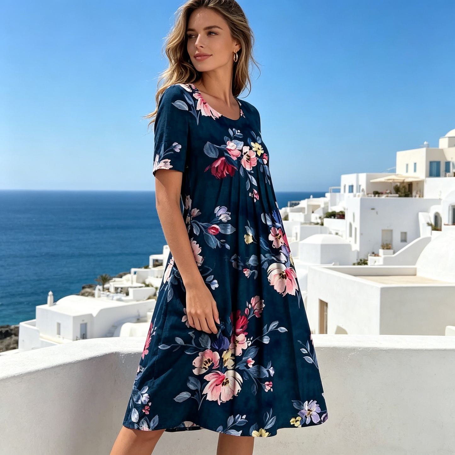 🔥Προσφορά περιορισμένου χρόνου｜【S-5XL】🌺🌺2026 Κομψό φόρεμα με στρογγυλή λαιμόκοψη