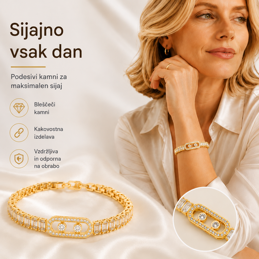 ✨ 50 % popust! 🔷 Ženska zlata zapestnica s cirkoni 💫