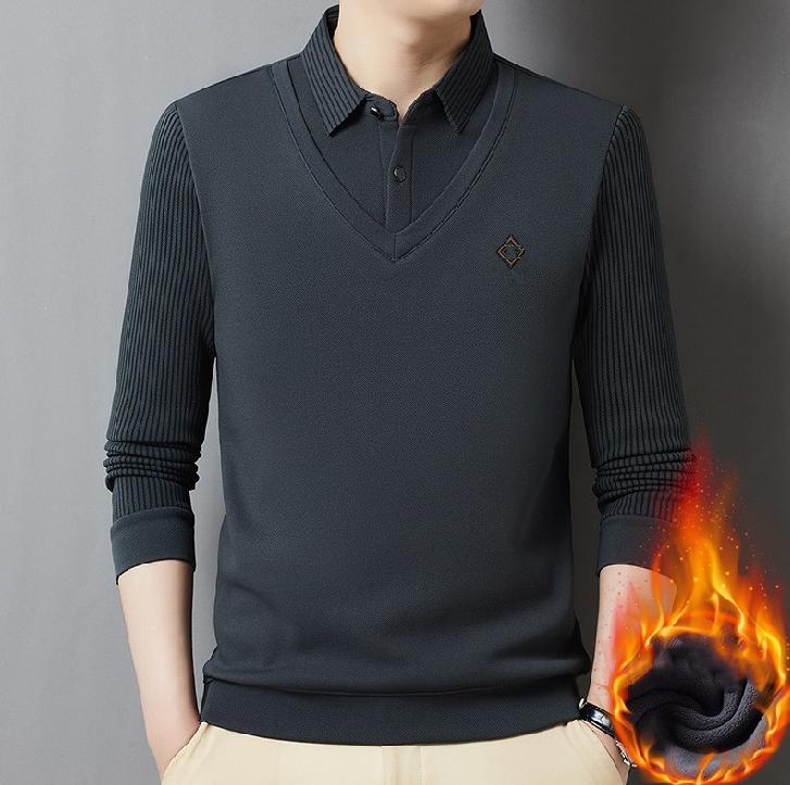 🔥【M-4XL】👔 Ανδρικό premium κασμιρένιο ζεστό σετ μπλούζας με μακριά μανίκια