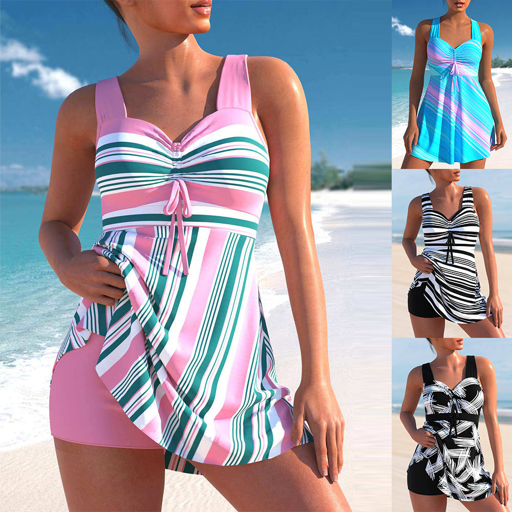 🌴🤽‍♀️50 % popust! Nove poletne črtaste kopalke za ženske, velikosti S-5XL, idealne za sproščujoč čas na plaži.