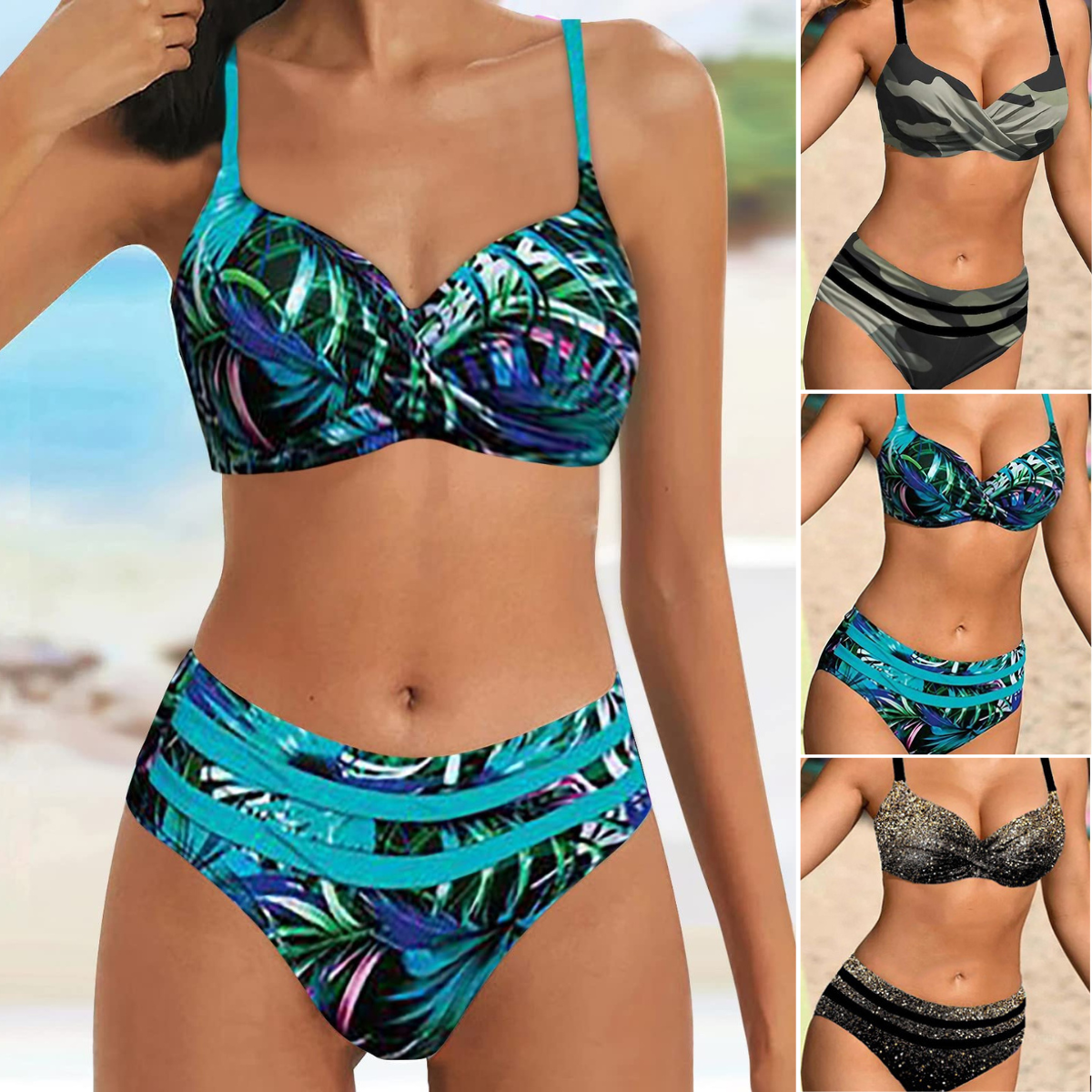 🌊👙【S~5XL】💋2026 Nove kopalke z razcepljenim potiskom za večje velikosti.