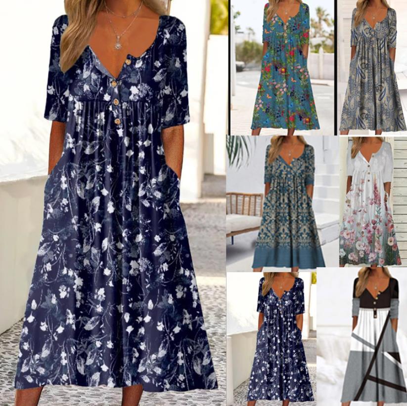 🎀【Posebna ponudba】【S-5XL】👗Elegantna midi obleka – združuje stil in udobje, primerna za vse priložnosti