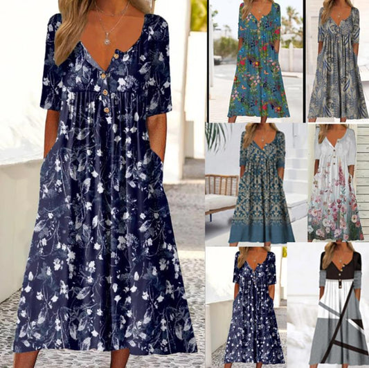 🎀【Posebna ponudba】【S-5XL】👗Elegantna midi obleka – združuje stil in udobje, primerna za vse priložnosti