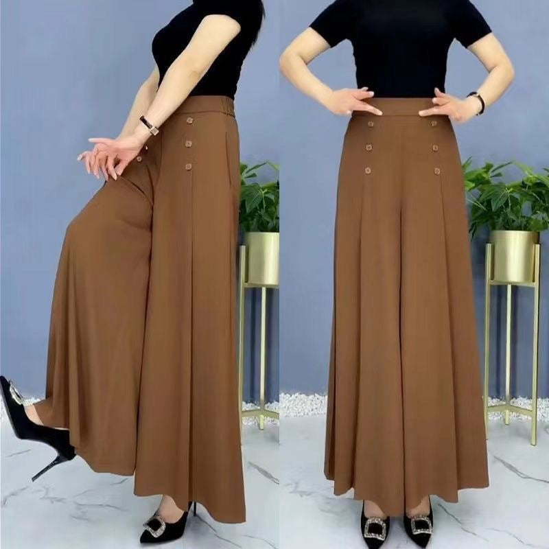 💖【M-5XL】Modna, drapowana spódnica damska z szerokimi nogawkami i wysokim stanem