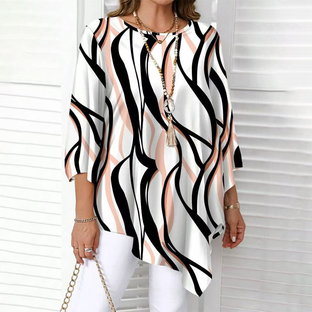 【XL-5XL】 Γυναικείο Casual Πουκάμισο Plus Size με Χαλαρή Εφαρμογή για Άνοιξη/Καλοκαίρι, Ακανόνιστο Στρίψιμο