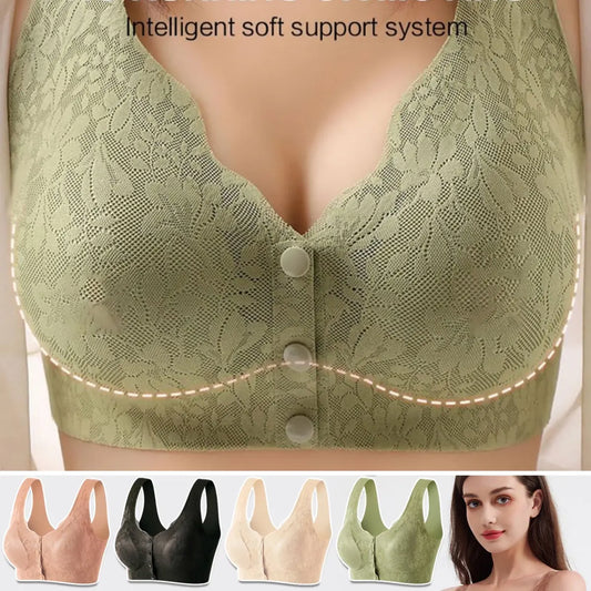 🔥【4 részes szett】【M-3XL】Új továbbfejlesztett szexi csipke vezeték nélküli kényelmes melltartó