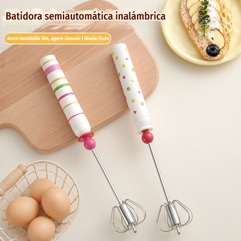 【 Conjunto de 2 piezas】🥚 Batidor semiautomático desmontable de acero inoxidable 304 ✨