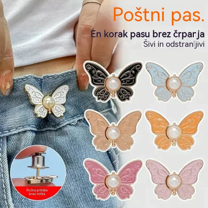 🌸🦋 Kupite 5, dobite 5 gratis 🎁💜 Snemljiva nastavljiva zaponka pasu v obliki metulja: orodje ni potrebno, popolnoma se ujema s kavbojkami, krili in oblekami ✨👗💃
