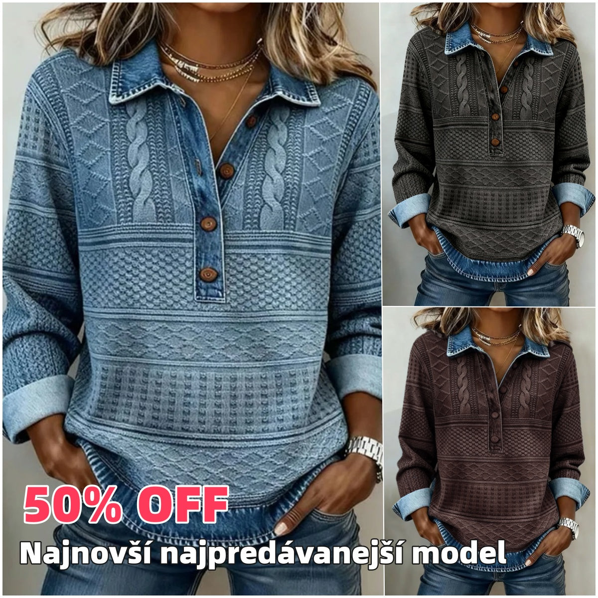 🎀🎁Nowa modna damska bluza z półkołnierzem, swobodna i wielofunkcyjna, 2026