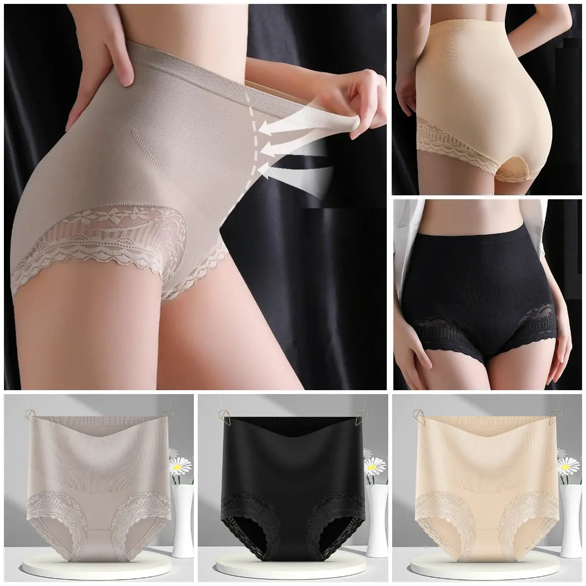 🔥【3 db】【35-100 kg】💖 Lapos hasú és push-up hatású alakformáló bugyi – puha, légáteresztő és az alakhoz igazodó karcsúsító