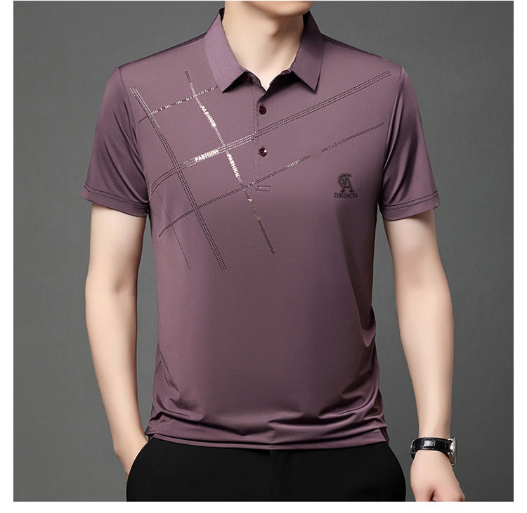 💥👔【M-4XL】2025 Nowa męska casualowa koszulka polo z jedwabiu lodowcowego