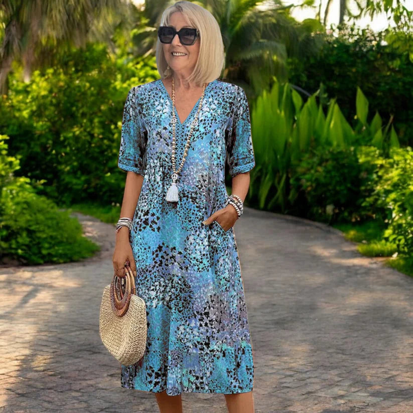【S-3XL】 Vestido estampado ligero y fluido que estiliza la figura.