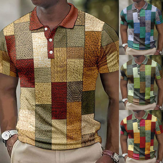 💥👕【S-5XL】2025 Męska swobodna koszulka POLO z geometrycznym wzorem