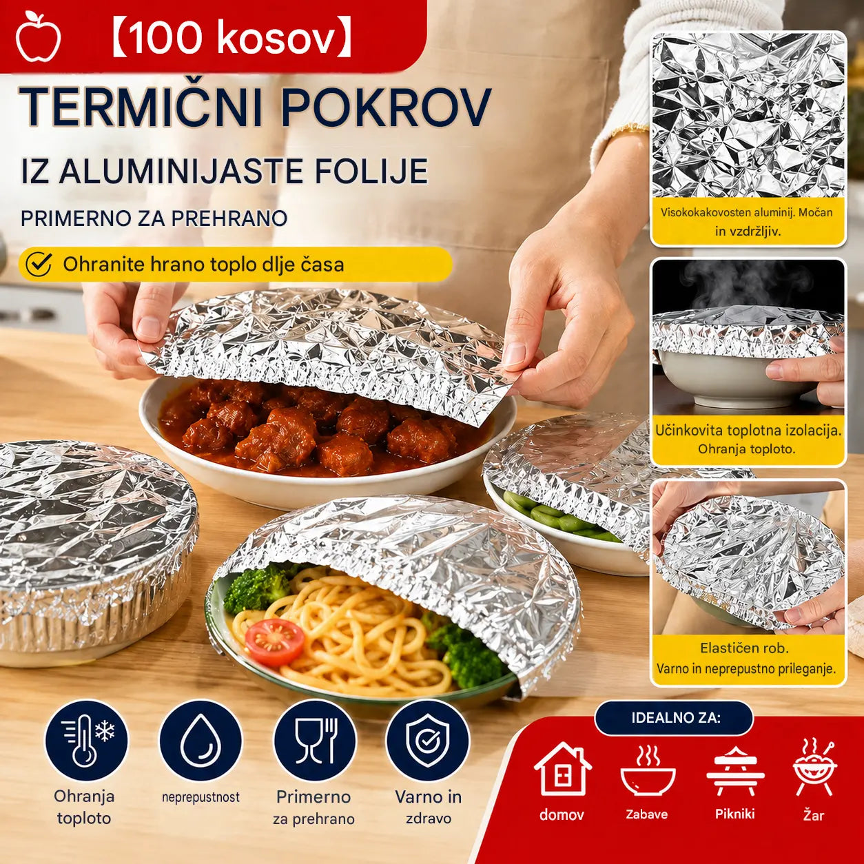 📢📢 50 % POPUST!⏰【100 kosov】 Izolacijski pokrov iz aluminijaste folije