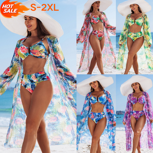 🩱🏖️【S-2XL】Wysokiej jakości modny seksowny trzyczęściowy zestaw bikini