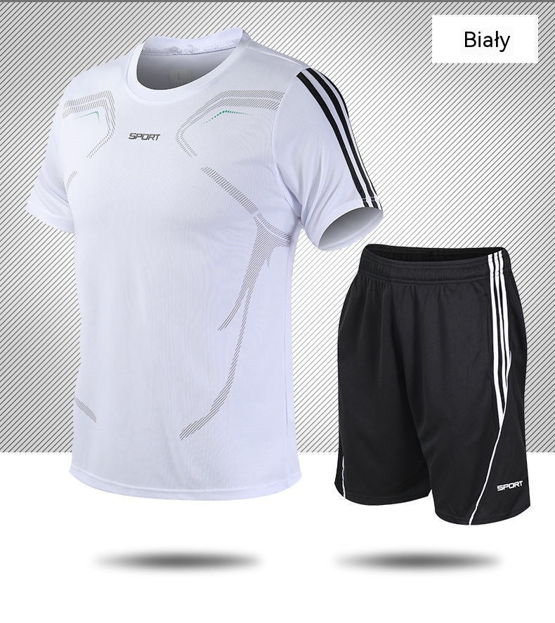 Moška poletna trenirka (L-5XL) - Majica s kratkimi rokavi in kratke hlače; sproščen in ležeren slog, večje velikosti, sodoben dizajn.