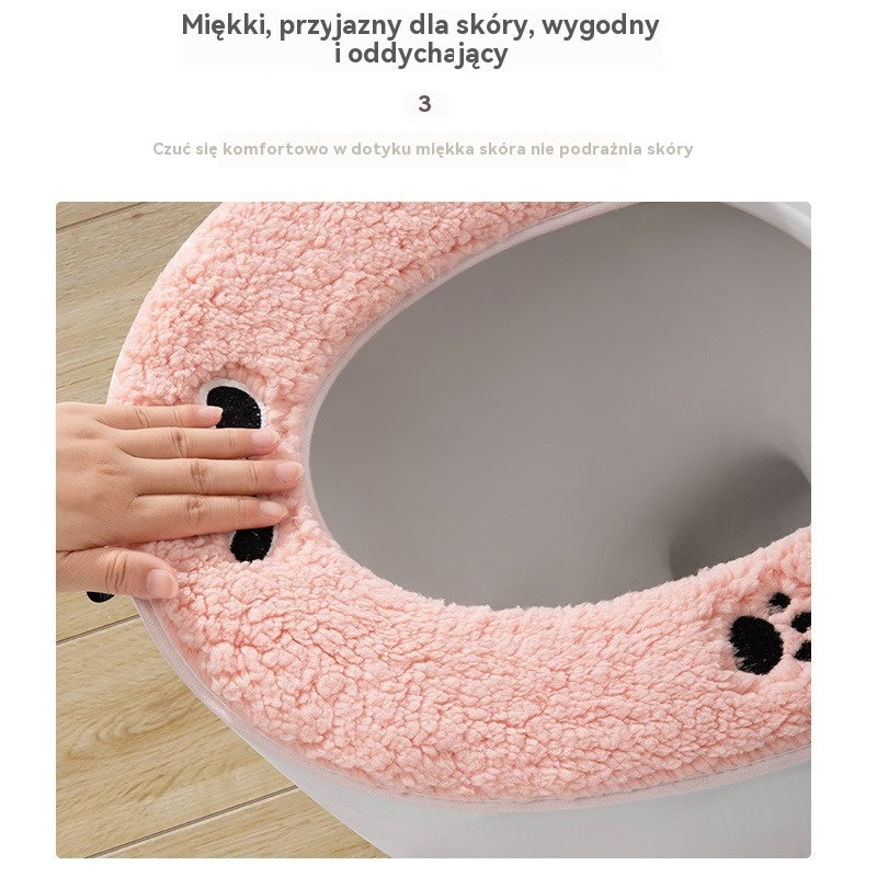 🏠🚽✨Zestaw 5 elementów🔥Zimowy, ciepły pokrowiec na deskę sedesową, z podszewką z polaru, odpowiedni na wszystkie pory roku, wodoodporny.