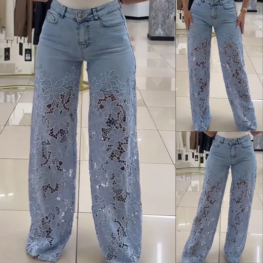 💥 Wyprzedaż 💥👖 Modne koronkowe jeansy Hollow