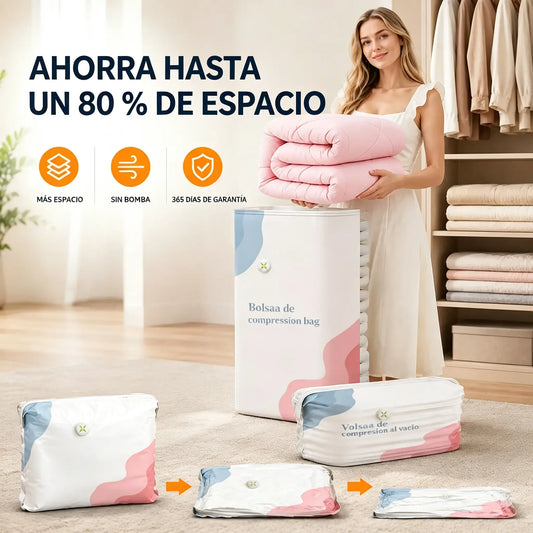 🧳 5 artículos por solo 29 € 💨 Bolsas de almacenamiento al vacío grandes y plegables: No necesitan bomba de aire, excelente sellado, ideales para ahorrar espacio en tu maleta y en casa ✈️