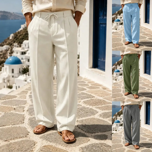 👖 🔥 Lélegző férfi vászonnadrág, nyaralós stílusban, tökéletes strandra és tengerpartra.