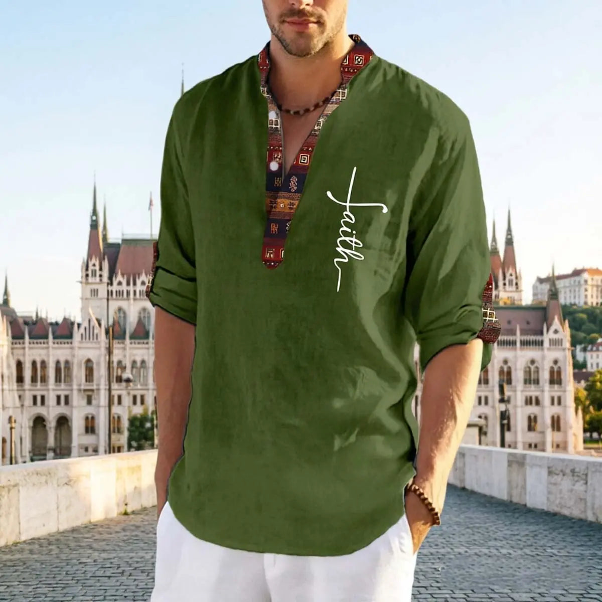 👔【S-3XL】💥 Férfi tiszta pamut V-nyakú póló, plus size ✅ Utánvétes fizetés
