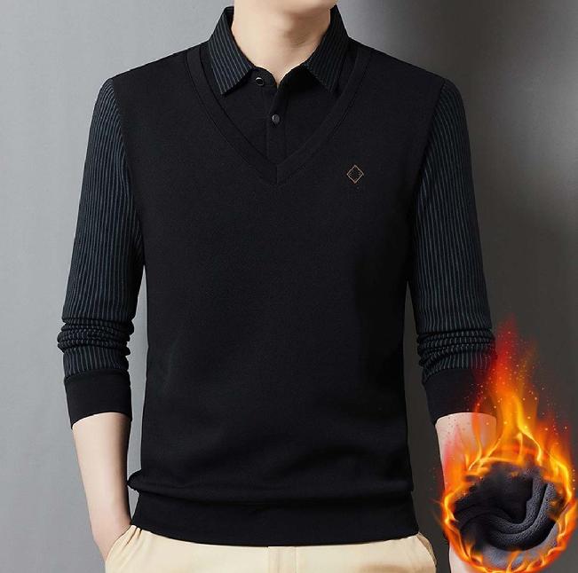 🔥【M-4XL】👔 Ανδρικό premium κασμιρένιο ζεστό σετ μπλούζας με μακριά μανίκια